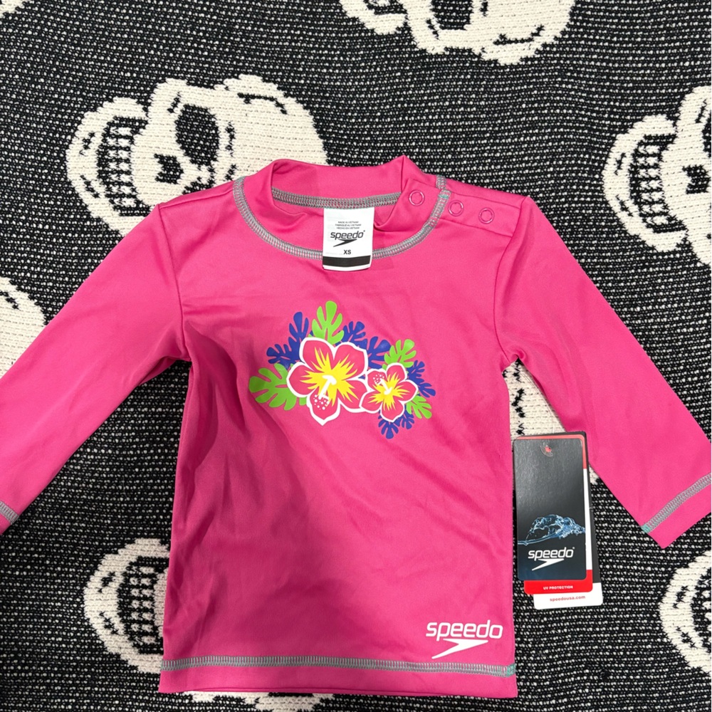 Speedo Pink Kids Swim Shirt with Floral Design